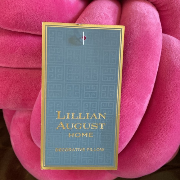 LILLIAN AUGUST HOME PINK KNOT PILLOW 11 INCH NEW ACCENT - Picture 2 of 5